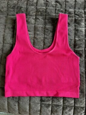 NWOT Bright Hot Pink Ribbed Crop Tank